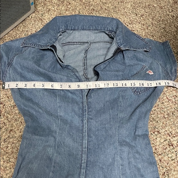 Vintage 70s one pc ultra bell bottom Denim zip front Jumpsuit - Picture 5 of 11